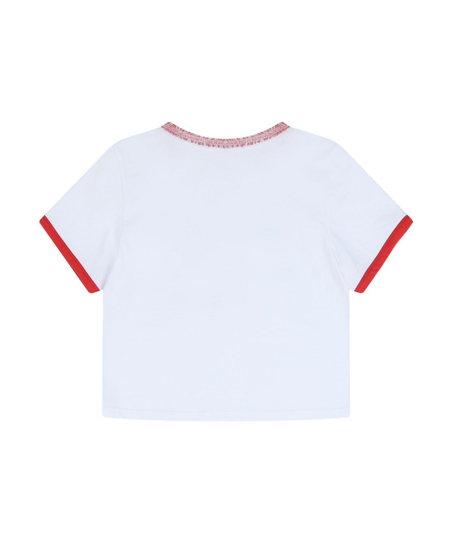 1961 Ruffle neck t-shirt_white&amp;Red
