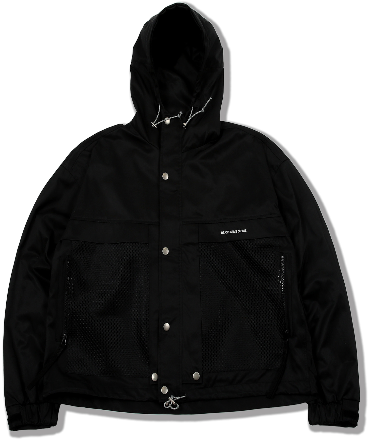 mesh pocket crop jacket black