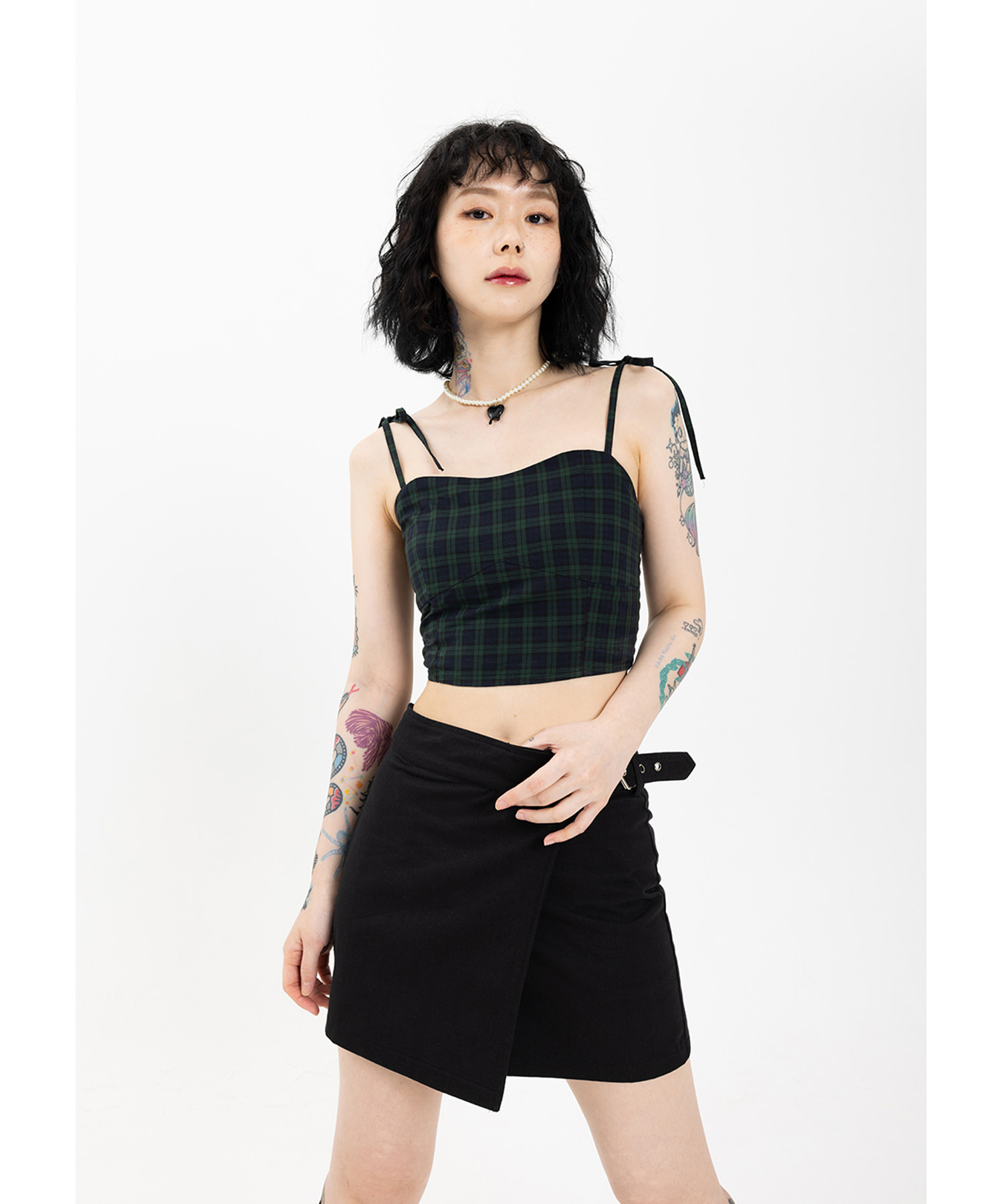 Classic check bustier_Green check